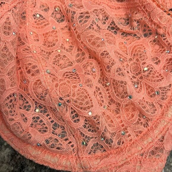 Victorias Secret Dream Angels Unlined Demi Rhinestone Embellished Lace bra coral - Picture 6 of 6